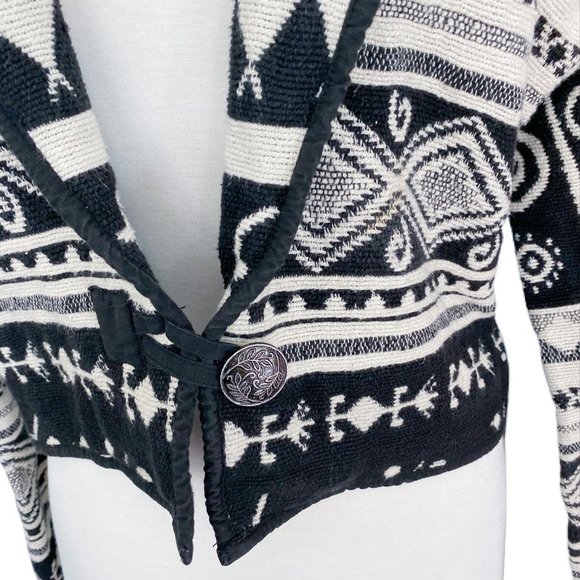Vintage Crop Black/White Boho Jacket | Medium - Picture 2 of 6